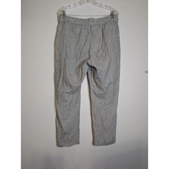 J. Crew Navy Striped Linen-Cotton Blend Drawstring Pants Size 12 Summer Vacation - Picture 3 of 8
